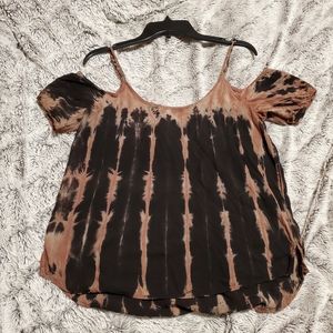 Rock & Republic tie dye cold shoulder tank